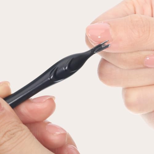JJUNW 2-in-1 Cuticle Pusher and V-Fork Stainless Steel Trimmer Tool