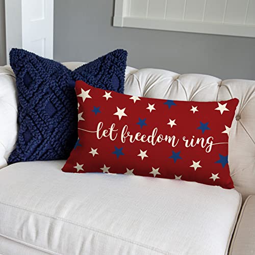 Patriotic 4th of July Pillow Cover 12x20 - Let Freedom Ring