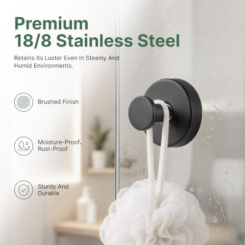 Black Heavy Duty Suction Cup Hooks - Removable Towel Hooks