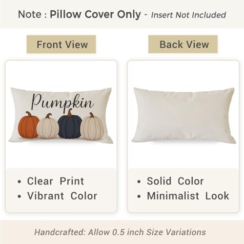 PANDICORN Fall Pumpkin Pillow Cover, 12x20 Decorative Cushion