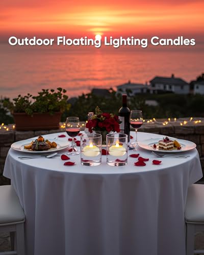 White 2-Inch Flameless LED Floating Candles - Waterproof Tealights, 6 Pack