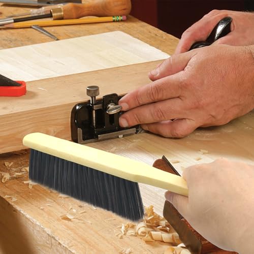 2 Pcs Soft Bristle Dust Brush with Wooden Handle - Khaki