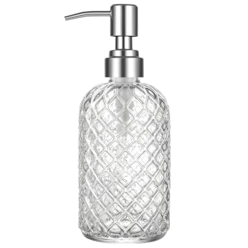 Glass Soap Dispenser Refillable Pump for Bathroom & Kitchen - Clear