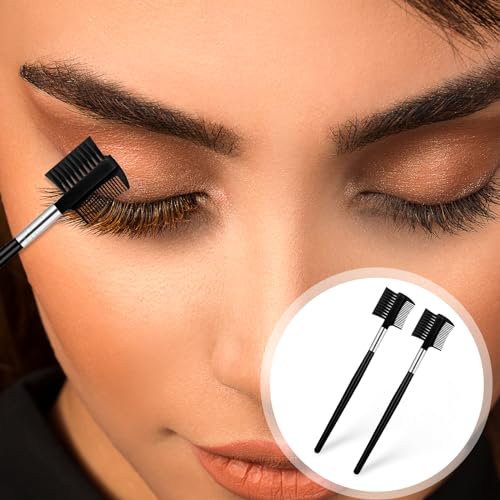 Salbsever 2Pcs Dual-Head Eyelash Comb and Eyebrow Brush Separator Tool