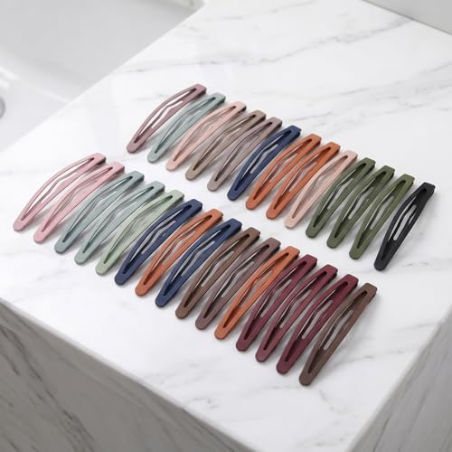 CIZITBE 20 PCS Metal Snap Hair Clips - Colorful Barrettes for Thick and Thin Hair