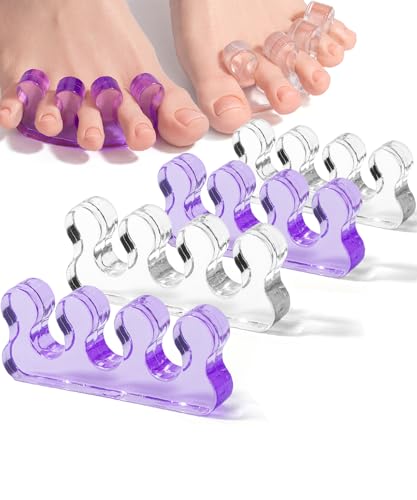 Dr. JK Gel Toe Separators for Pedicure - 2 Pairs, Purple & Clear