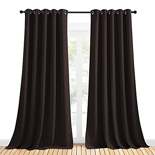 NICETOWN Thermal Insulated Blackout Curtain Panels, 70x95 Inch, Toffee Brown, 2 Panels