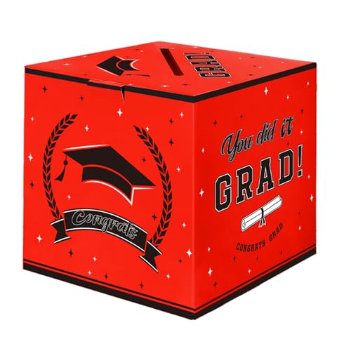 Red 2026 Graduation Card Box for Party Decorations & Money Holder