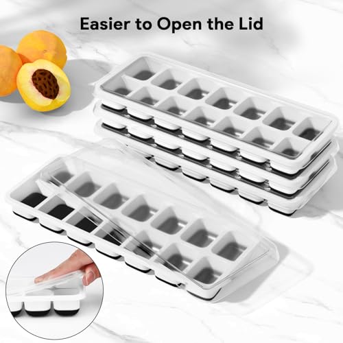 Airabc Black Silicone Ice Cube Trays - 4 Pack with Removable Lid