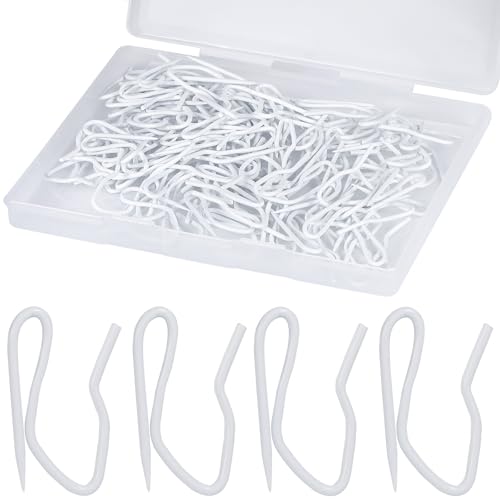 White Metal Curtain Hooks - 100 Pack, 1.2 Inch Drapery Pins