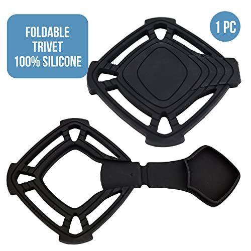 Iconikal Silicone Trivet with Folding Spoon Rest, Heat Safe 460°F