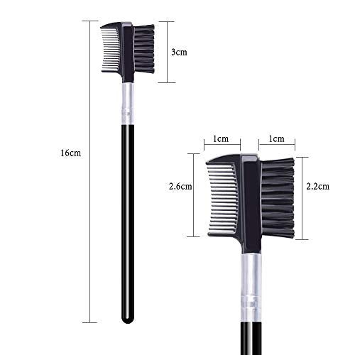 LOOKSEVEN 2-in-1 Eyelash Comb and Eyebrow Brush - Steel & ABS
