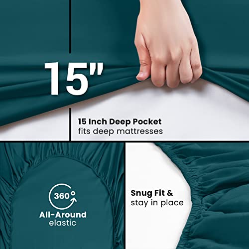 Utopia Bedding King Fitted Sheet - Deep Pocket Microfiber - Teal