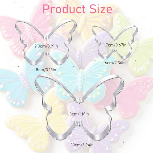 3-Piece Butterfly Cookie Cutter Set - Stainless Steel Baking Molds