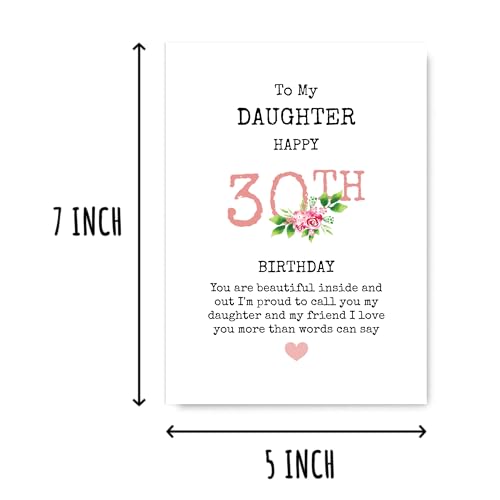 30th Birthday Card for Daughter - Premium Quality & Blank Inside