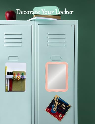 Magnetic Locker Mirror with Pen Holder Pink Accessory Kit