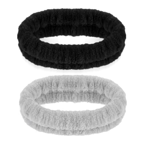 WOLUUCEB 2-Pack Soft Plush Spa Headbands for Skincare, Face Washing & Makeup