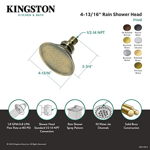 Kingston Brass P10MB Victorian Shower Head, Matte Black 4.88 x 4.88 x 3.75