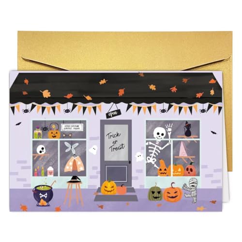 Funny Illustrated Halloween Market Greeting Card with Envelope