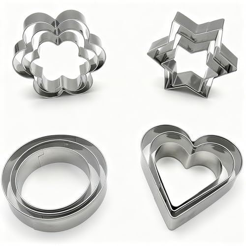 Mini Metal Cookie Cutters Set - 12Pcs Stainless Steel Baking Molds