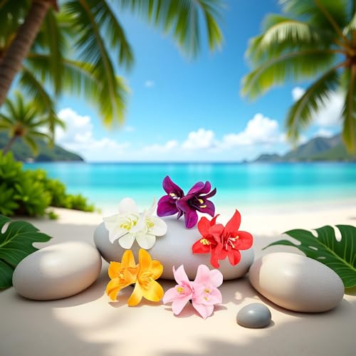 5-Piece Artificial Hawaiian Hibiscus Plumeria Flower Hair Clip Set