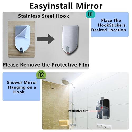 JEIAKONJI 7x10 Inch Shatterproof Shower Mirror for Shaving and Makeup