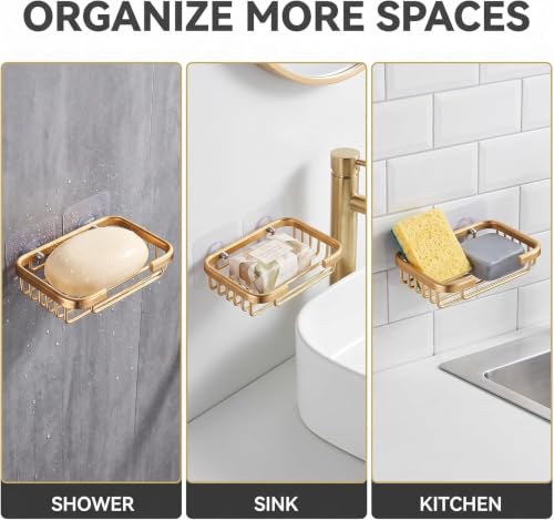 Wall-Mount Stainless Steel Soap & Sponge Holder with Suction Cup, Rustproof Bathroom & Kitchen Organizer