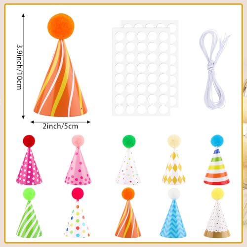 10 Pcs Colorful Mini Birthday Hats for Pets and Stuffed Animals