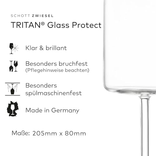 Schott Zwiesel Modo White Wine Glass (Set of 4), Linear Wine Glasses for White Wine, Dishwasher Safe Tritan Crystal Glasses, Made in Germany (Item No. 119900)