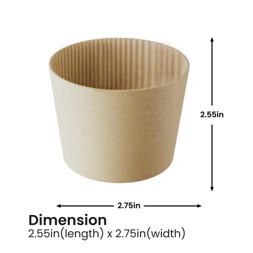 100 Pcs Insulated Coffee Cup Sleeves - Recyclable Kraft Paper for 12-24oz Cups