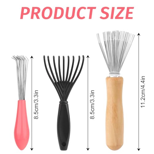 Hair Brush Cleaner Tool Set - 3 Piece Comb Rake and Cleaning Brushes