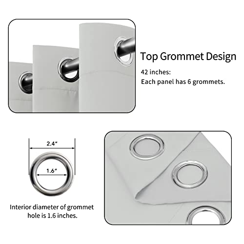 Easy-Going Thermal Blackout Curtains, 42x84 Inch Grommet Drapes - Greyish White