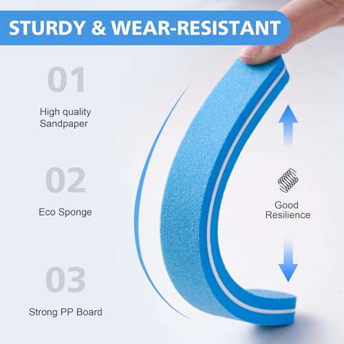 BALUCA Professional Nail Files & Buffers 10-Pack - 100/180 Grit Emery Boards for Acrylic & Natural Nails (Blue)