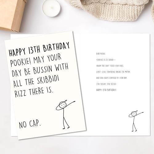 Funny 13th Birthday Card for Teenagers - Gen Z Slang Design ZN212
