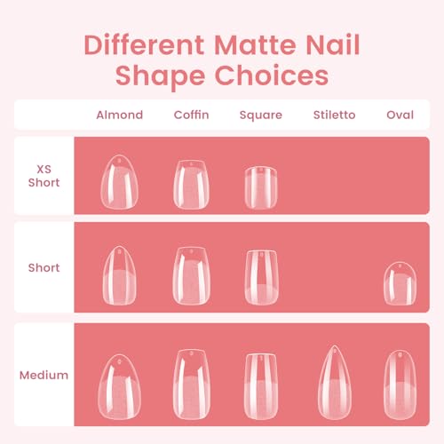 Quaferen Almond Nail Tips 240PCS Short Pre-Shaped Soft Gel Fake Nails