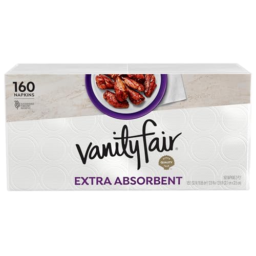 Vanity Fair Extra Absorbent Paper Napkins, 160 Count - Soft & Strong
