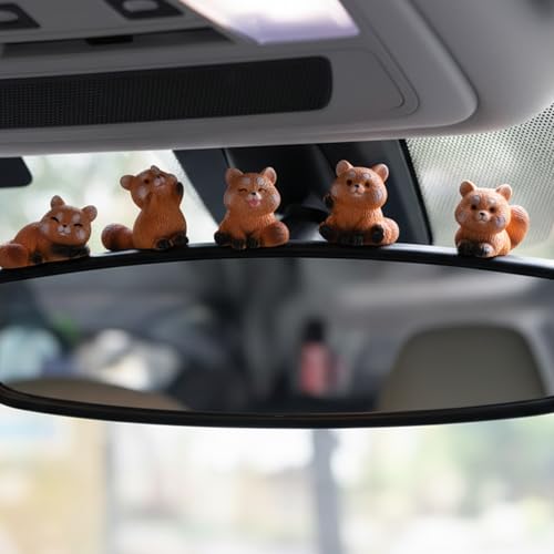 Yolev 6Pcs Red Panda Resin Dashboard Decorations and Cute Car Ornaments
