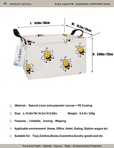 ONOEV Rectangular Fabric Storage Bin - Foldable Bee Print Basket