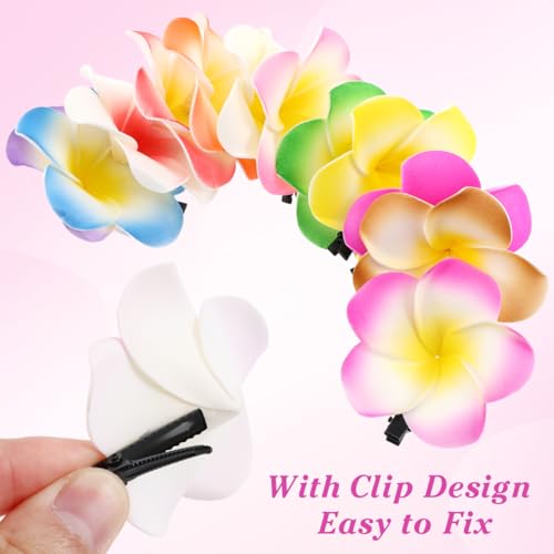 Angoily Hawaiian Plumeria Hair Clips 12 Pack 2.36 Inch Flower Barrettes