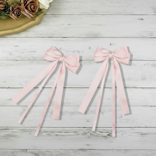 Awpeye 3 Pack Large Pink Satin Hair Bows with Alligator Clips