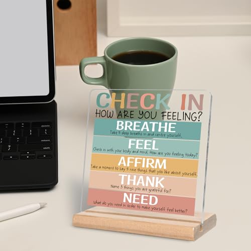 Check In How Are You Feeling Acrylic Plaque - Mental Health Gift for Therapists & Counselors