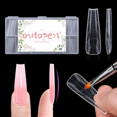 150pcs Clear Coffin Nail Forms, Long Straight Stiletto Molds for Polygel