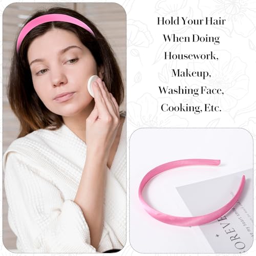 2Pcs Satin Wide Headbands for Women Girls Non-Slip Plain Hair Hoops