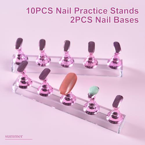 Siyuwuro 2 Sets Magnetic Nail Practice Stand for Press on Nails Art Display