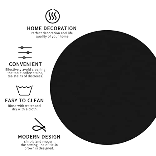 Personalized Leather Coasters Set of 6 Custom Round Black Drink Mats