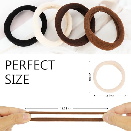 Black Hair Ties 60 Pcs, 2 Inch Seamless No-Damage Elastic Hair Bands