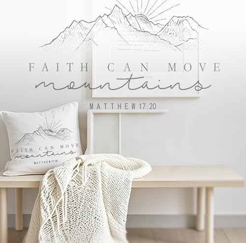 White Bible Pillow Cover 18x18 - Faith Can Move Mountains Decor