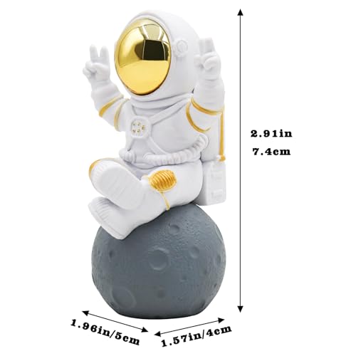 Oooct Small Gold Astronaut Figurine Decor, Resin Space Mini Statue for Desk & Shelf