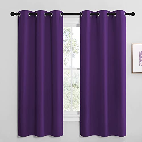 NICETOWN Blackout Curtains 42x68 Inch Set of 2 - Royal Purple Grommet Top