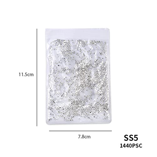 Clear Glass Flatback Rhinestones SS5 1440pcs for Nail Art and Crafts